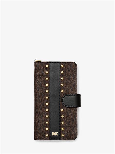 Studded Logo Wristlet Folio Case for iPhone XS Max 